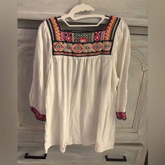 Anthropologie White Abigail Embroidered Blouse Babydoll Boho Flowy - Picture 11 of 11